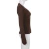 V-Neck Long-Sleeved T-Shirt Slim Beautiful Fashionable Knitted Stitching Lace Top