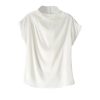 Women's Summer Solid Mulberry Silk Elastic T-Shirt Suitable for Business Work Vacation Casual