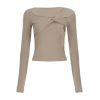 Twisted Asymmetric Off-Shoulder Long-Sleeved Knitted Top for Women to Wear with A Fashionable Slim T-Shirt