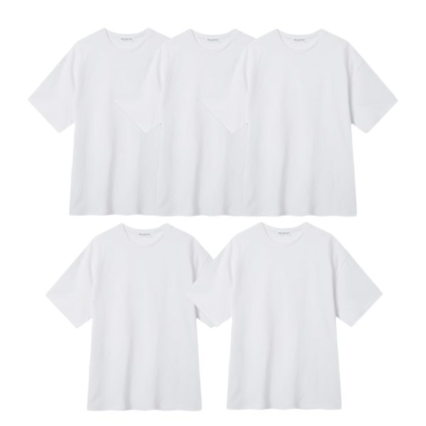 Women's Semi Over Fit Cotton Modal Blend Short Sleeve T-Shirt Easy Set, 5-Pack.