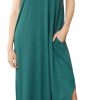 Women's V Neck Short Sleeve Pocket Maxi Dress