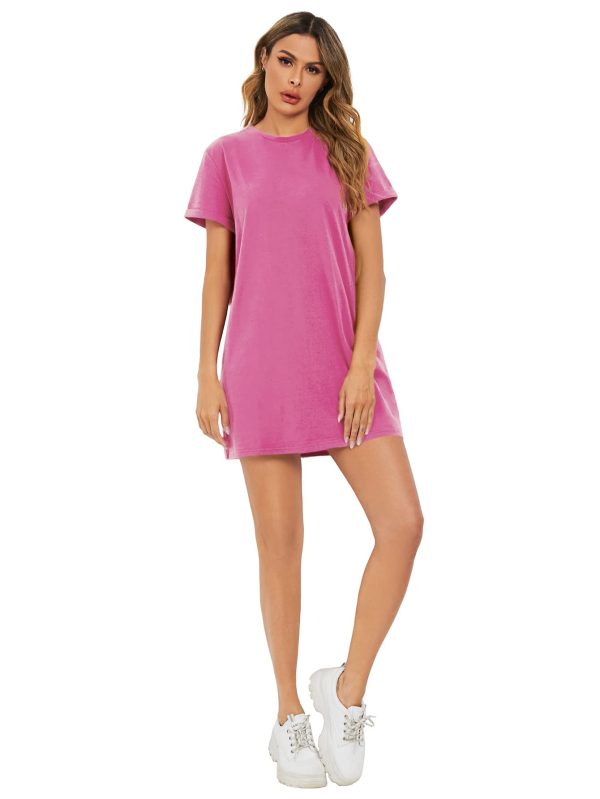 Women's Casual Tie Dye Short Sleeve Mini Tee Shirt Dress