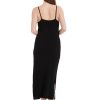 100% Merino Wool Women’s Casual Sleeveless Boat Neck Spaghetti Strap Bodycon Maxi Dress Black Long Dresses