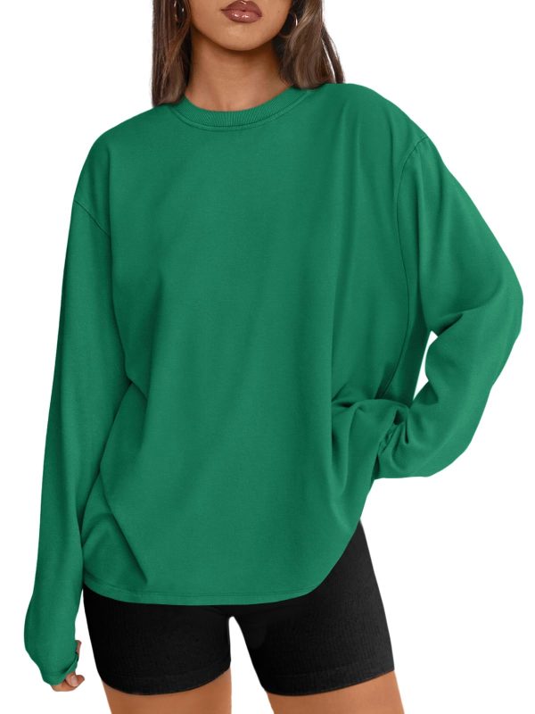 Womens Oversized Long Sleeve T Shirts 2025 Basic Crewneck Tee Fall Tops Casual Workout Y2K Clothes