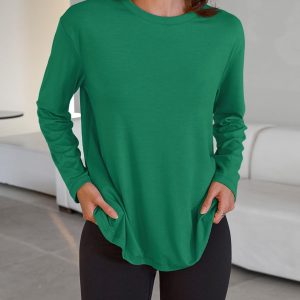 Womens Oversized Long Sleeve T Shirts 2025 Basic Crewneck Tee Fall Tops Casual Workout Y2K Clothes