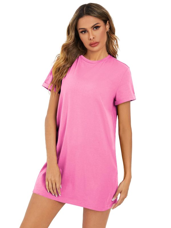 Women's Casual Tie Dye Short Sleeve Mini Tee Shirt Dress