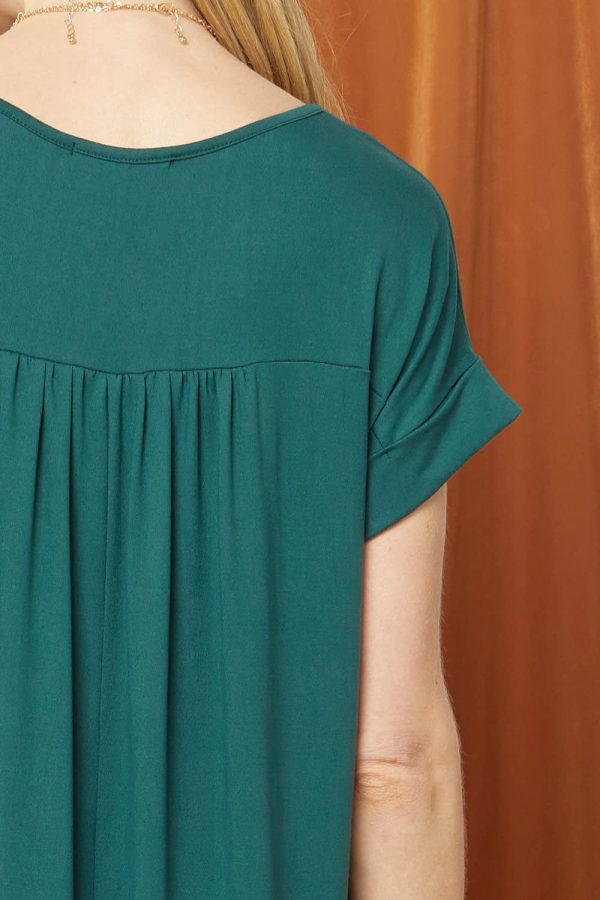 Women's V Neck Short Sleeve Pocket Maxi Dress