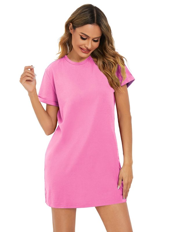 Women's Casual Tie Dye Short Sleeve Mini Tee Shirt Dress