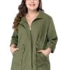 Women's Plus Size Jackets Lightweight Anorak Drawstring Utility Jacket with Pockets