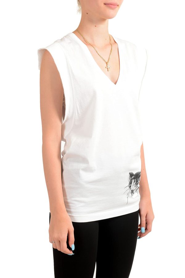 Women's White Sleeveless T-Shirt Tank Top US XS IT 38