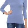 Women's Casual 3/4 Sleeve Stretchy Slim Fit Basic T-Shirt Top with Plus Size