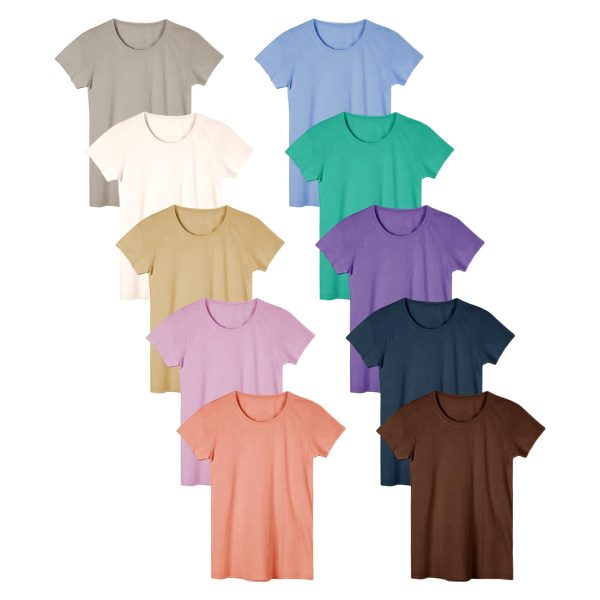 Women's Cotton Stretch Color T Shirts | Casual & Active Basic Tops | Multi Packs