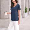 61FG1cIFZWL.jpg Womens Tops Short Sleeve T Shirt Summer V Neck Casual Top 2025 Spring Cute Basic Trendy Outfits Fashion