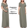 Summer Maternity Dresses for Women Maternity Photoshoot Dress with Decorative Button Baby Shower Dress