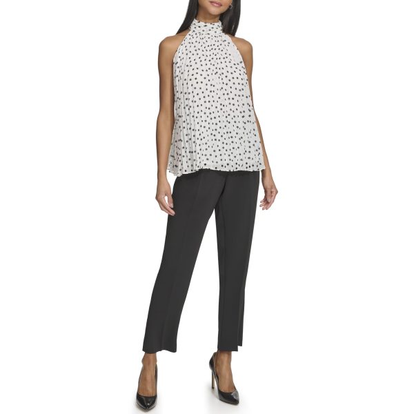 61OqVlq4vnL.jpg Women's Pleated Chiffon High Neck Printed Blouse