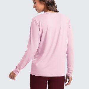 Womens Long Sleeve Tops High Crew Neck Casual Fall Shirts Basic Quick Dry Workout Athletic T-Shirt