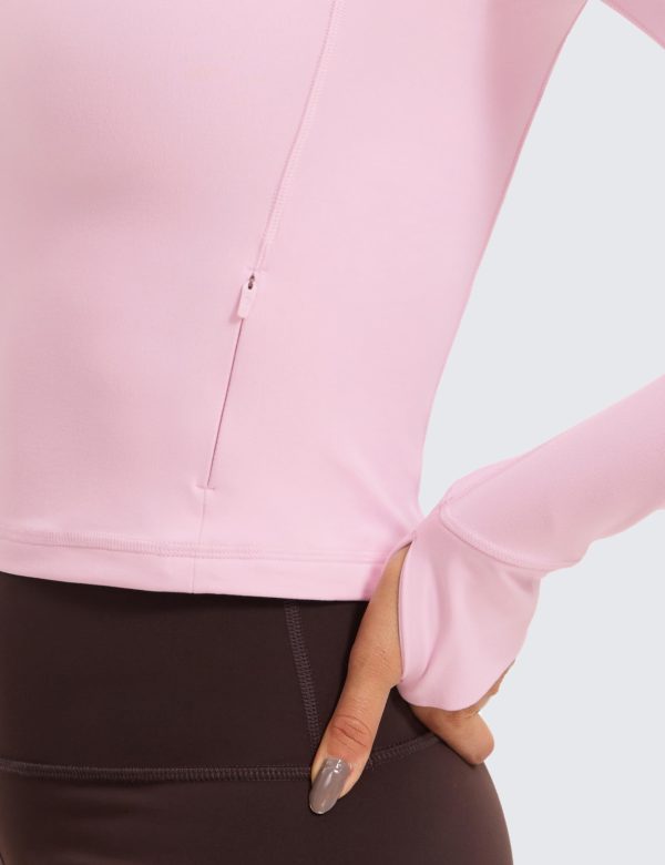 Women's Butterluxe Long Sleeve Workout Shirts Half Quarter Zip Sweatshirt Athletic Crop Tops Collared T-Shirts