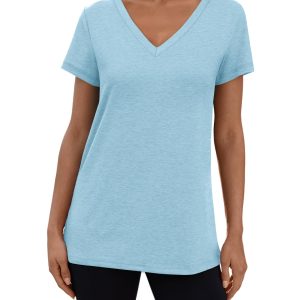 3 Pack V Neck T Shirts for Women Short Sleeve Tshirts Summer Casual Tops Loose Fit Basic Tees