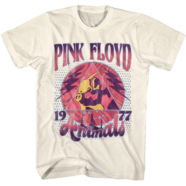 Pink Floyd 70s Rock 1977 Animals Adult Short Sleeve T-Shirts Vintage Style Graphic Tees