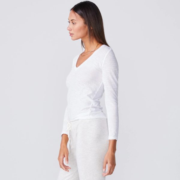 Women's Textured Tri-Blend Fitted Long Sleeve V-Neck T-Shirt, Super Soft Material, Casual & Cute Fit