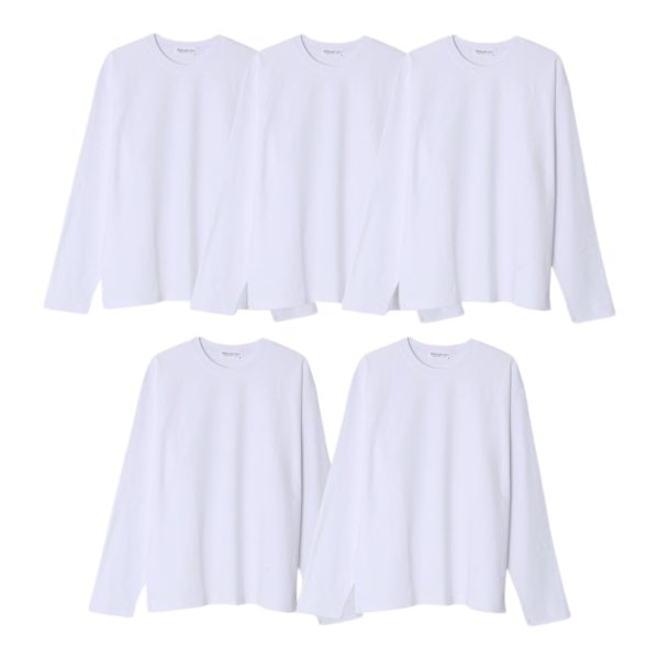 Women's Normal Regular fit Long-Sleeves T-Shirt Easy Set 5-Pack