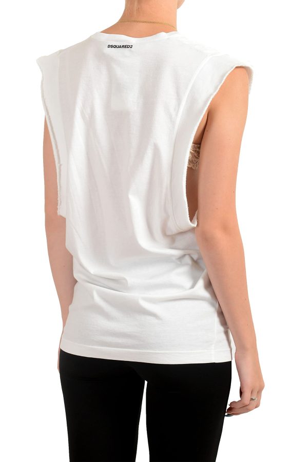 Women's White Sleeveless T-Shirt Tank Top US XS IT 38