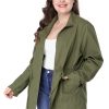 Women's Plus Size Jackets Lightweight Anorak Drawstring Utility Jacket with Pockets