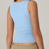 Women's Square Neck Sleeveless Double-Layer Tank Tops Basic Tight T Shirts