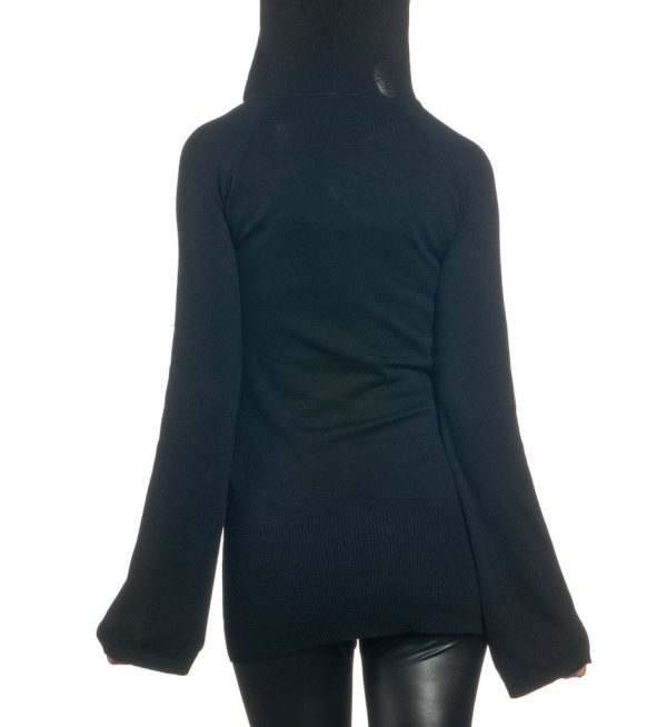 Sugar Rock Women Sweater Hoodie Shirt Long Bell Sleeves Skull Rhinestone Vneck