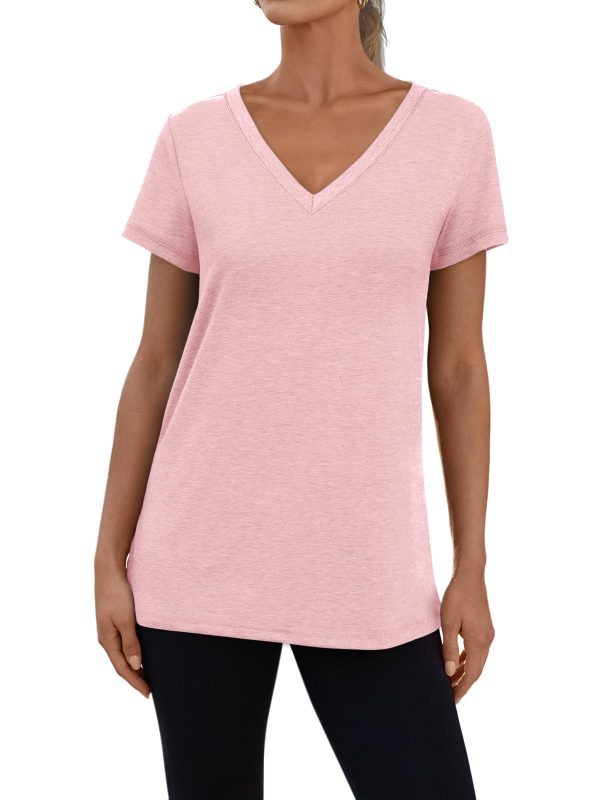 3 Pack V Neck T Shirts for Women Short Sleeve Tshirts Summer Casual Tops Loose Fit Basic Tees