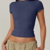 Women's Crew Neck Short Sleeve Double-Layer Tops Basic Slim Fit Going Out T Shirt