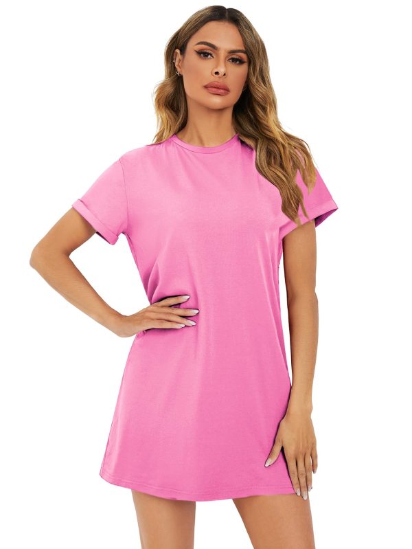 Women's Casual Tie Dye Short Sleeve Mini Tee Shirt Dress