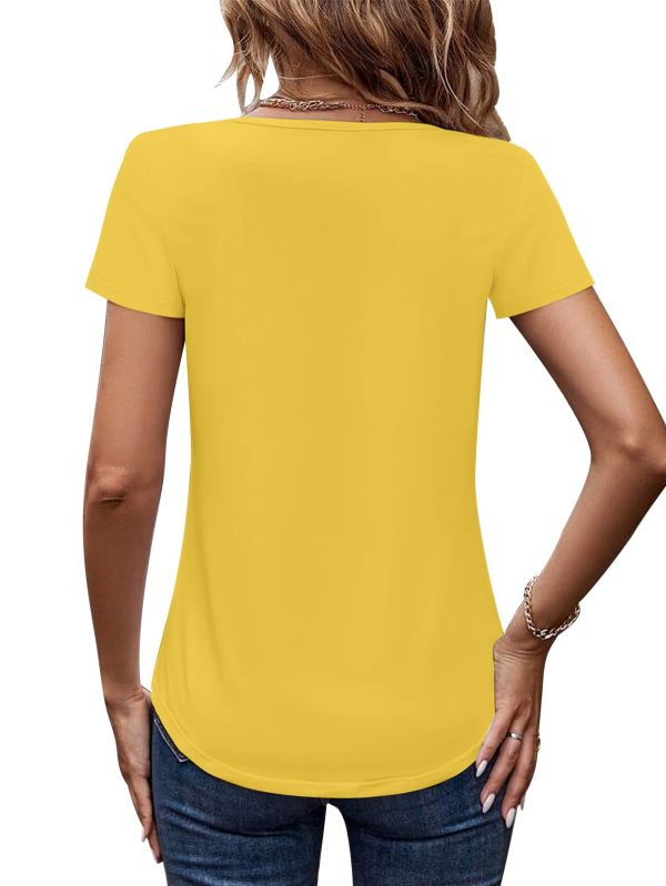 Womens Tshirts Trendy Fashion Tops Short Sleeve V Neck Loose Fit Summer Casual Blouses