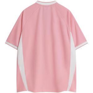Jersey Shirts Women Oversized Mesh V Neck Graphic Tees Y2k Color Block Short Sleeve T Shirt Tops