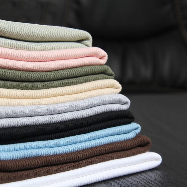 61psoDfTcZL.jpg Women Crew Neck Ribbed Fitted Tight Tshirt Short Sleeve Shirt Basic Knit Top