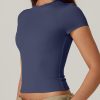 Women's Crew Neck Short Sleeve Double-Layer Tops Basic Slim Fit Going Out T Shirt