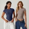 Women's Crew Neck Short Sleeve Double-Layer Tops Basic Slim Fit Going Out T Shirt