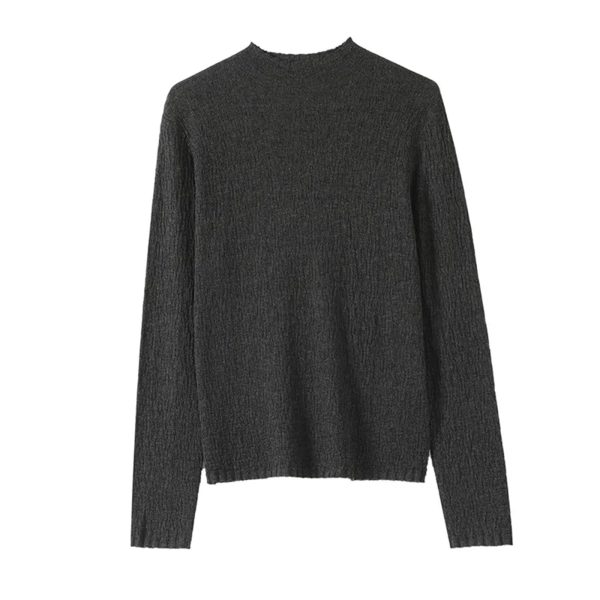 Women Cashmere Blended T Shirt Mock Neck Long Sleeve Bottoming Tees Warm Fall Top
