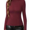 61vfzSSKKWL.jpg Women's Mock Turtle Neck Slim Fit Half Elbow Short 3/4 Short Long Sleeve T Shirts Tight Tops Tee