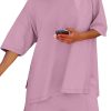 Womens Shorts Sets 2 Piece Outfits Summer 2025 Half Sleeve Crew Neck Cotton Lounge Sets Matching Clothing