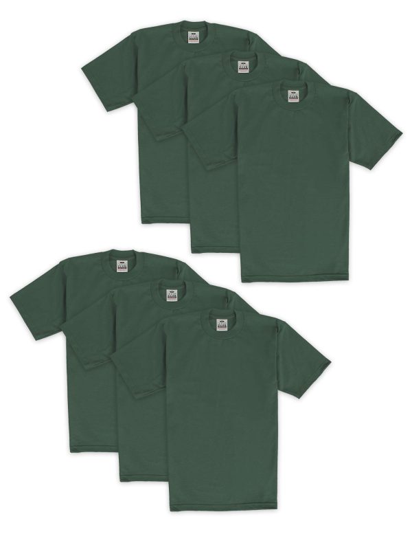 Men's 6-Pack Heavyweight Cotton Short Sleeve Crew Neck T-Shirt