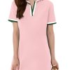 Polo Dress for Women V Neck Short Sleeve Flowy Contrast Color Golf Tennis A Line T Shirt Dresses