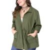 Women's Plus Size Jackets Lightweight Anorak Drawstring Utility Jacket with Pockets