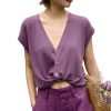 Women's V Neck Clothing Tees Knitwear Cardigan Button Solid T-Shirts