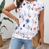 Womens Summer Tops Ruched Cap Short Sleeve Tshirts Shirts Crew Neck T Shirts Trendy 2025 Fashion S-XXXL