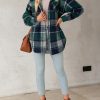 Women's Flannel Hooded Plaid 2024 Shacket Thick Coat Winter Coat for Warmth Button down Warm and Fuzzy Fleece Jacket