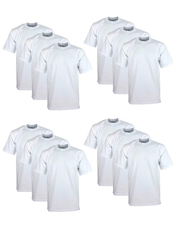 Men's 12-Pack Heavyweight Cotton Short Sleeve Crew Neck T-Shirt