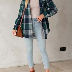 Women's Flannel Hooded Plaid 2024 Shacket Thick Coat Winter Coat for Warmth Button down Warm and Fuzzy Fleece Jacket