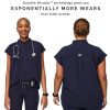 Rafaela Oversized Scrub Tops for Women — Mandarin Collar, Shirttail Hem, 3 Pockets, 4-Way Stretch Women’s Scrub Top