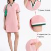 Polo Dress for Women V Neck Short Sleeve Flowy Contrast Color Golf Tennis A Line T Shirt Dresses